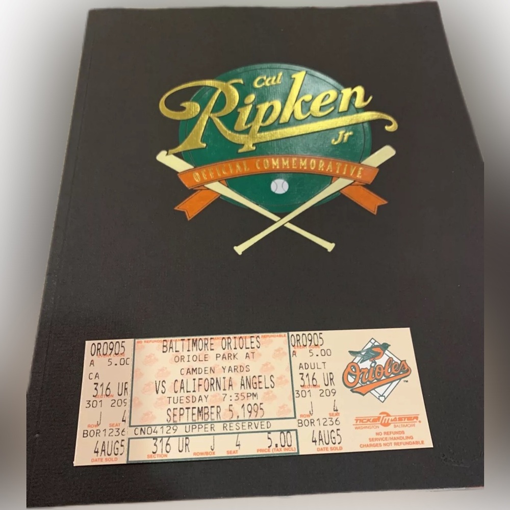 Cal Ripken Jr 2130 September 5th 1995 Ticket & Commemorative Program Orioles